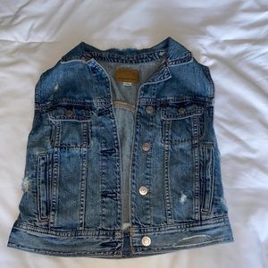 American Eagle distressed jean jacket vest